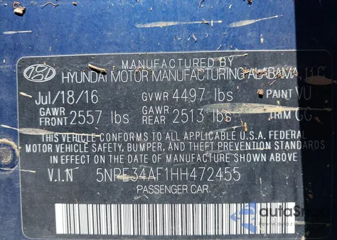 2017 Hyundai Sonata Sport z USA, uszkodzony, nr VIN 5NPE34AF1HH472455